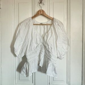 White Cotton Peasant Blouse